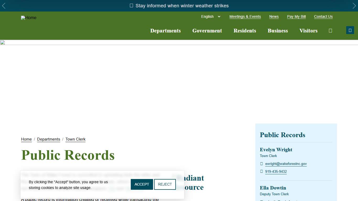 Public Records | Town of Wake Forest, NC